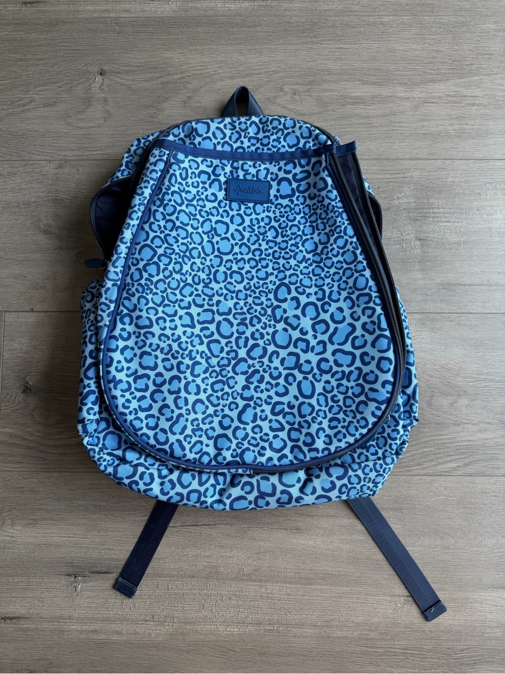 Ame & Lulu Tennis Backpack - blue leopard print